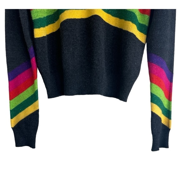 Lea & Viola Dark Heather Grey Rainbow Stripes Long Sleeve Sweater Size: Small - Picture 2 of 13